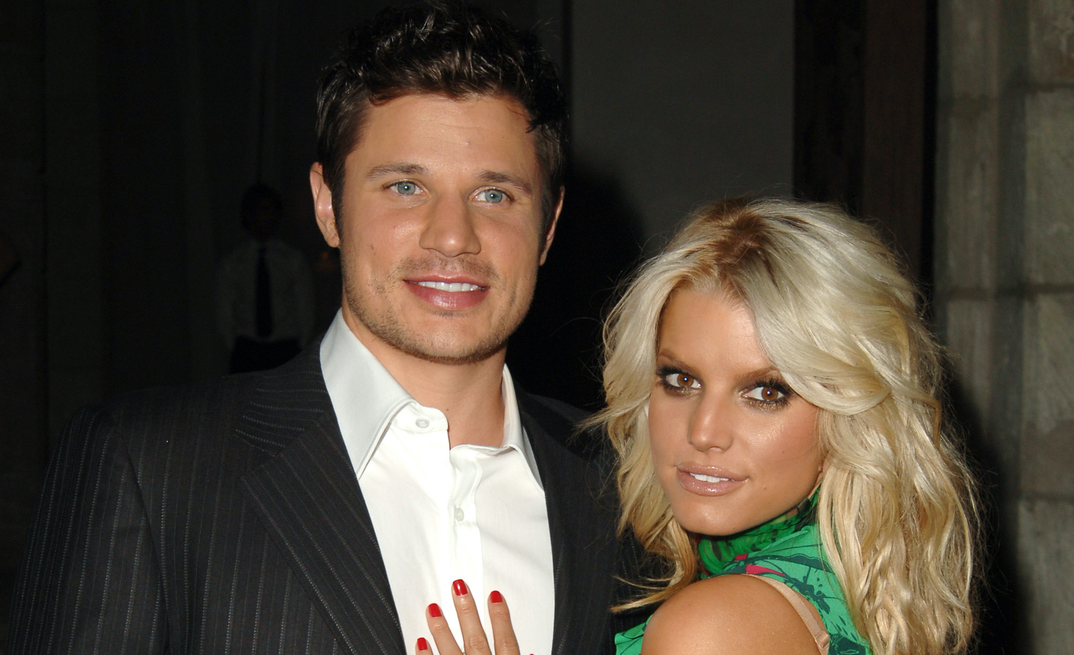 Jessica Simpson and Nick Lachey at an event