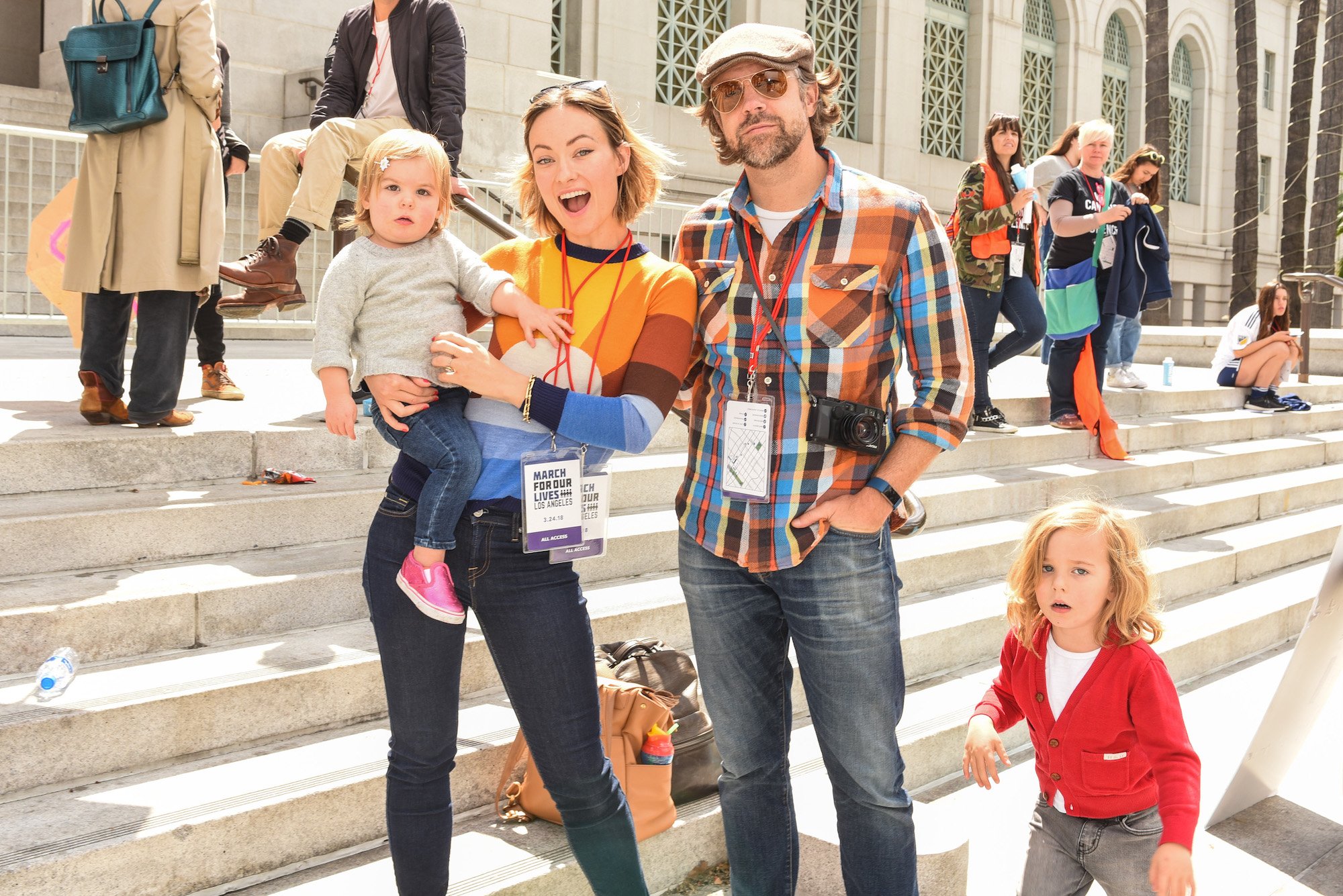 Olivia Wilde and Jason Sudeikis with their kids, Daisy and Otis