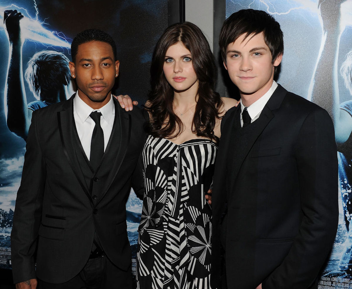 L-R: Brandon T. Jackson, Alexandra Daddario, and Logan Lerman | Stephen Lovekin/Getty Images