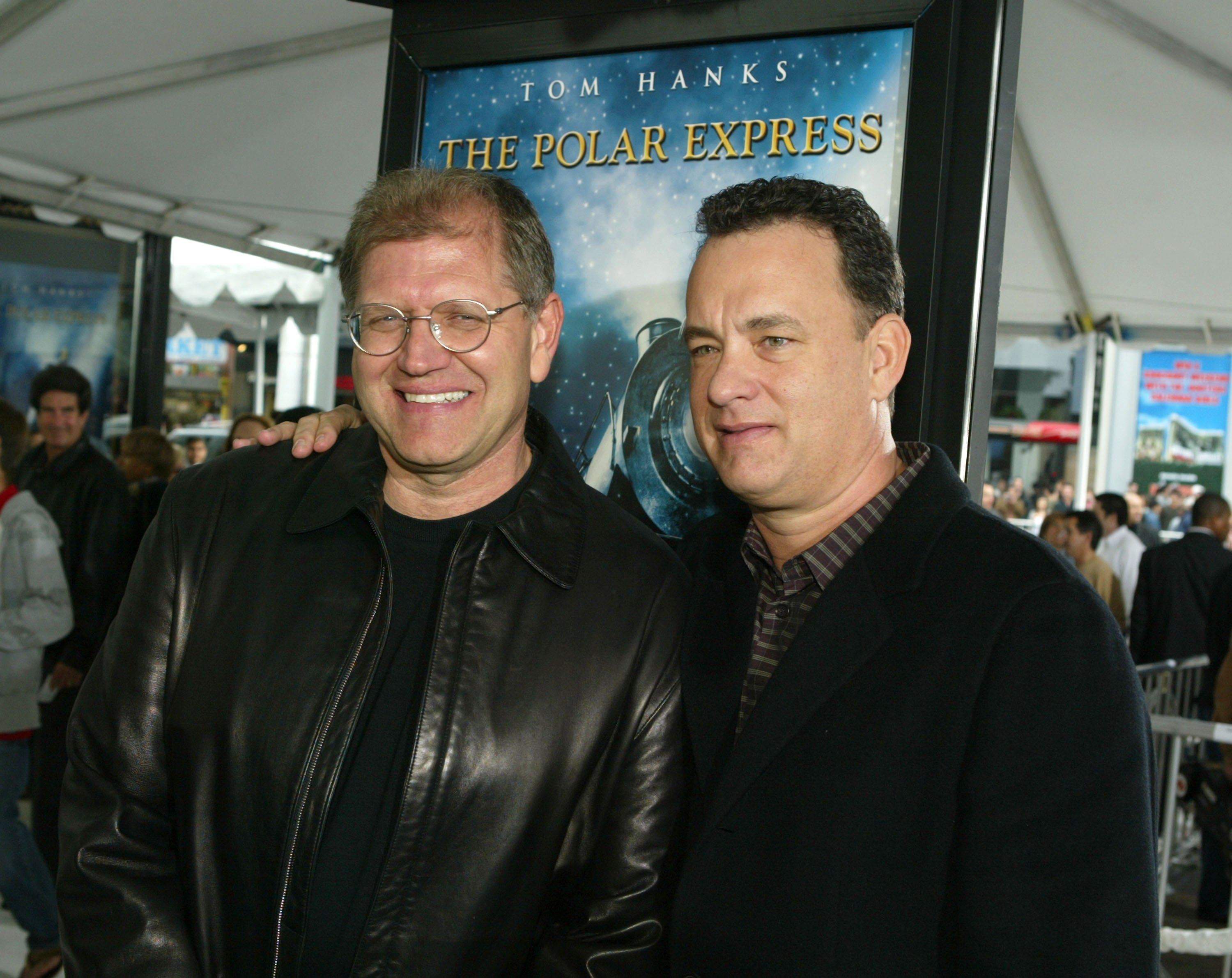 Polar Express director Robert Zemeckis and star Tom Hanks at the premiere