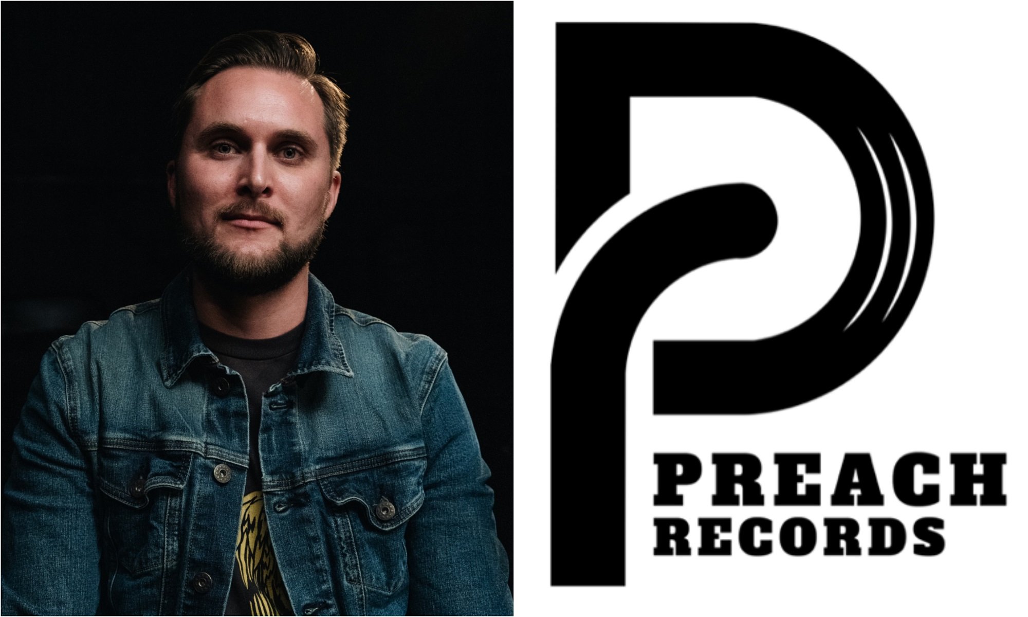 A joined photo of Jay Cohen and the Preach Records logo