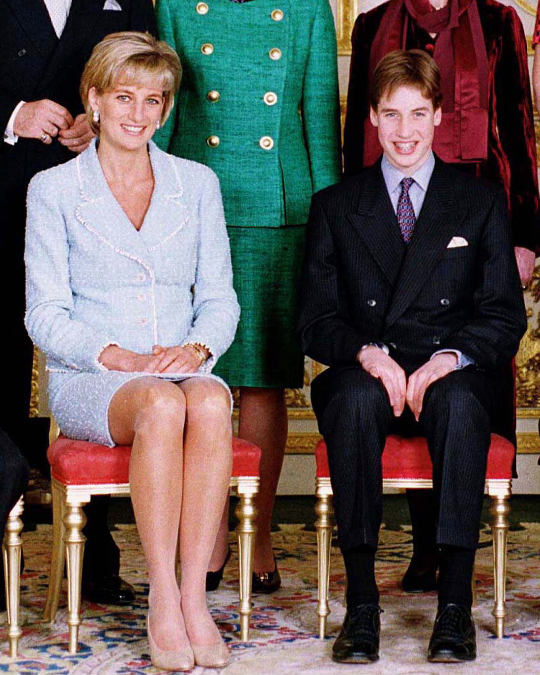 Prince William seated next to Princess Diana for his Confirmation photo at Windsor Castle