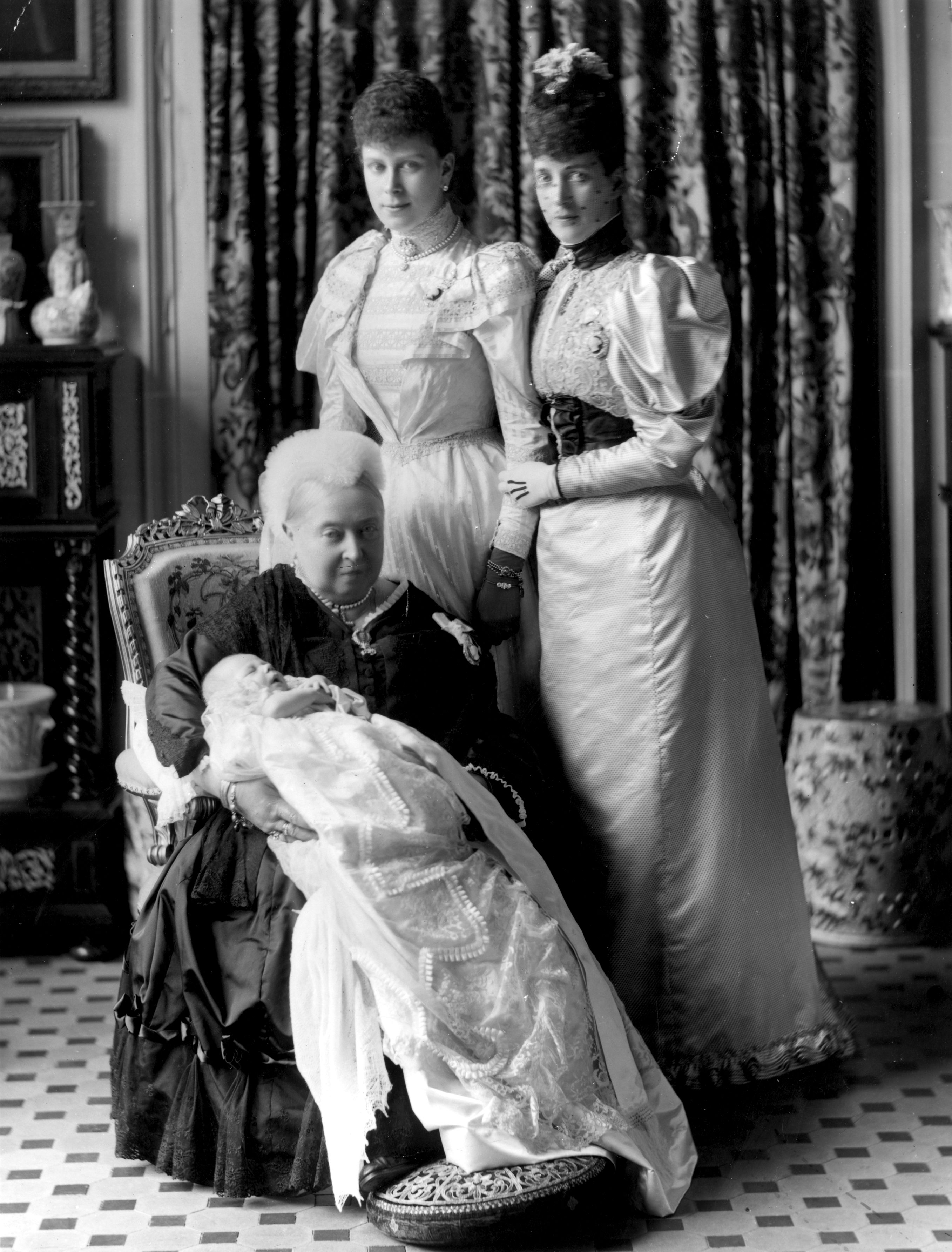 Queen Victoria (1819 - 1901) at the christening of her great-grandson, the future King Edward VIII