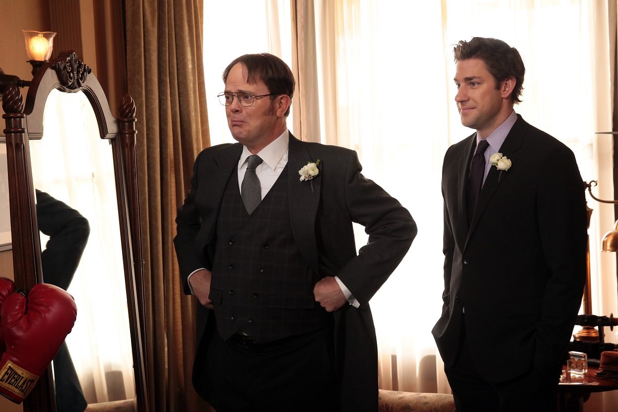 The Office cast members Rainn Wilson and John Krasinski as their character Dwight and Jim