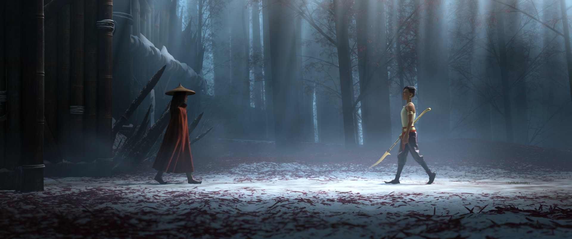 Raya and Namaari face off in the forest