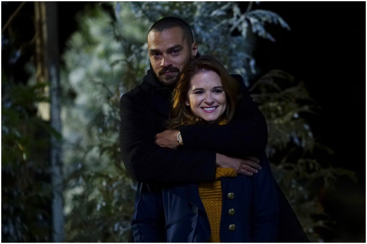 Sarah Drew and Jesse Williams on the set of 'Grey's Anatomy'