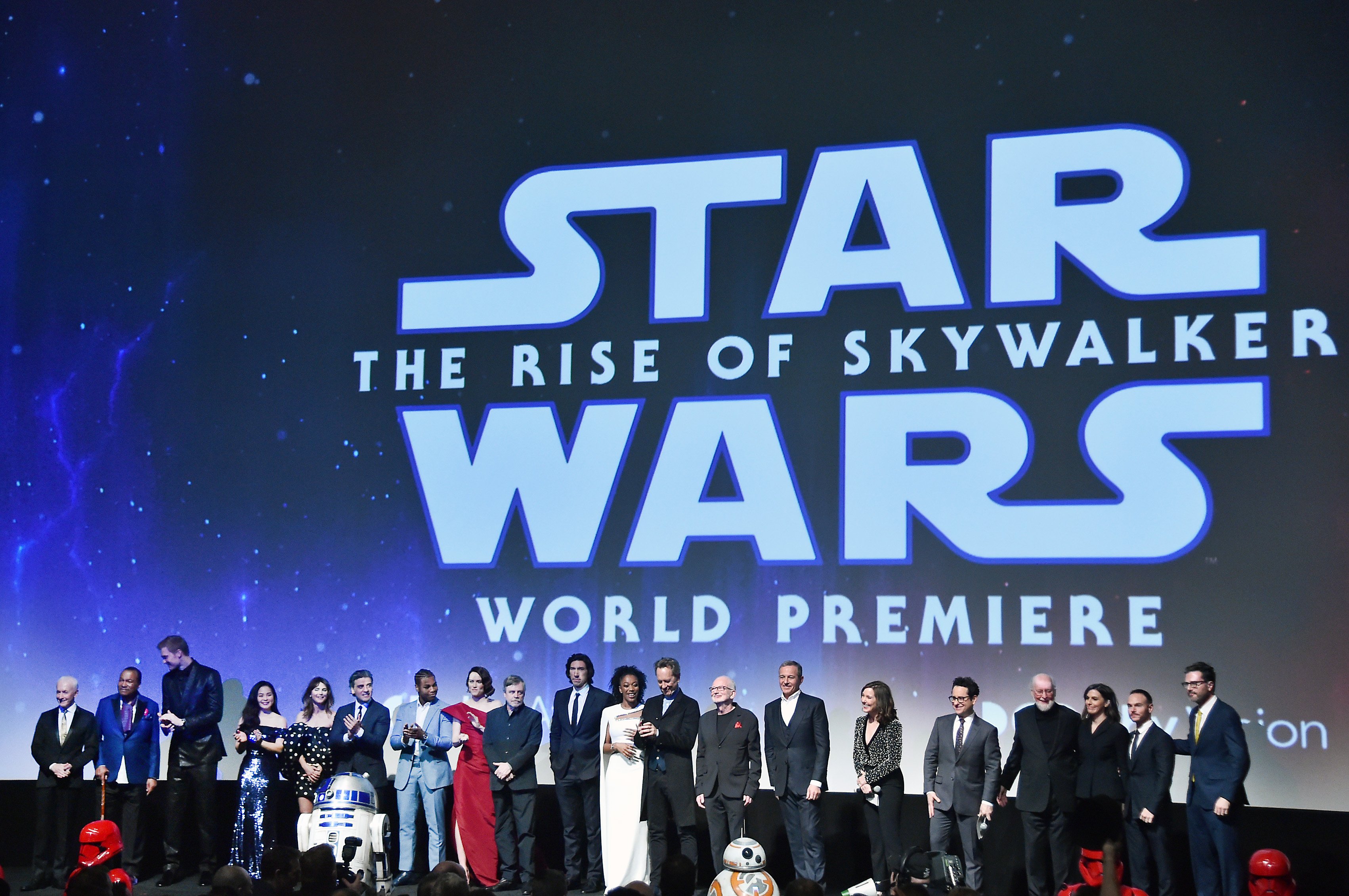 The Cast of 'Star Wars: The Rise of Skywalker,' The Walt Disney Company Chairman and CEO Bob Iger, Producer and President of Lucasfilm Kathleen Kennedy, Director, Writer and Producer J.J. Abrams, composer John Williams, producer Michelle Rejwan, Writer Chris Terrio and executive producer Callum Greene