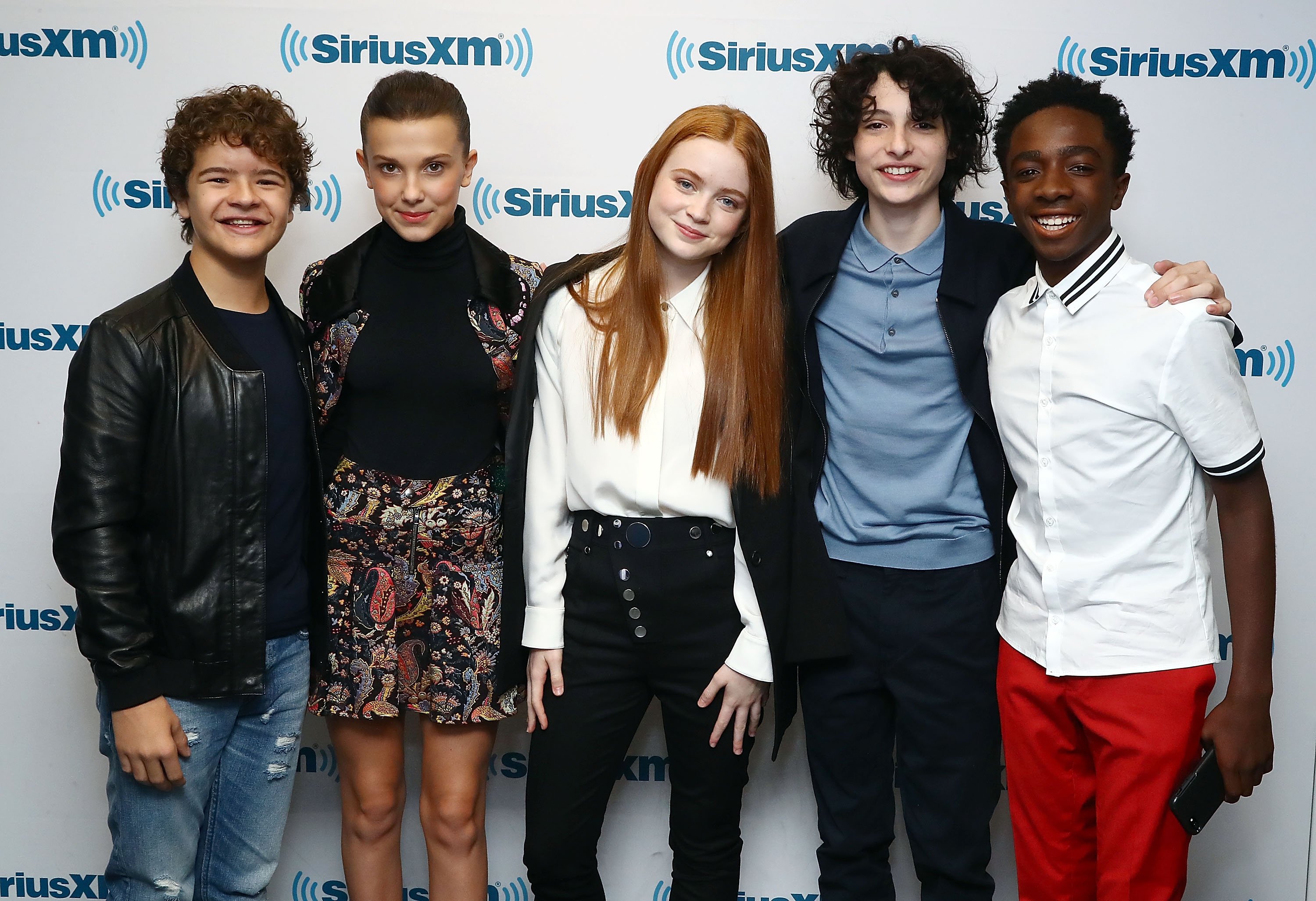 Actors Gaten Matarazzo, Millie Bobby Brown, Sadie Sink, Finn Wolfhard, and Caleb McLaughlin of 'Stranger Things'