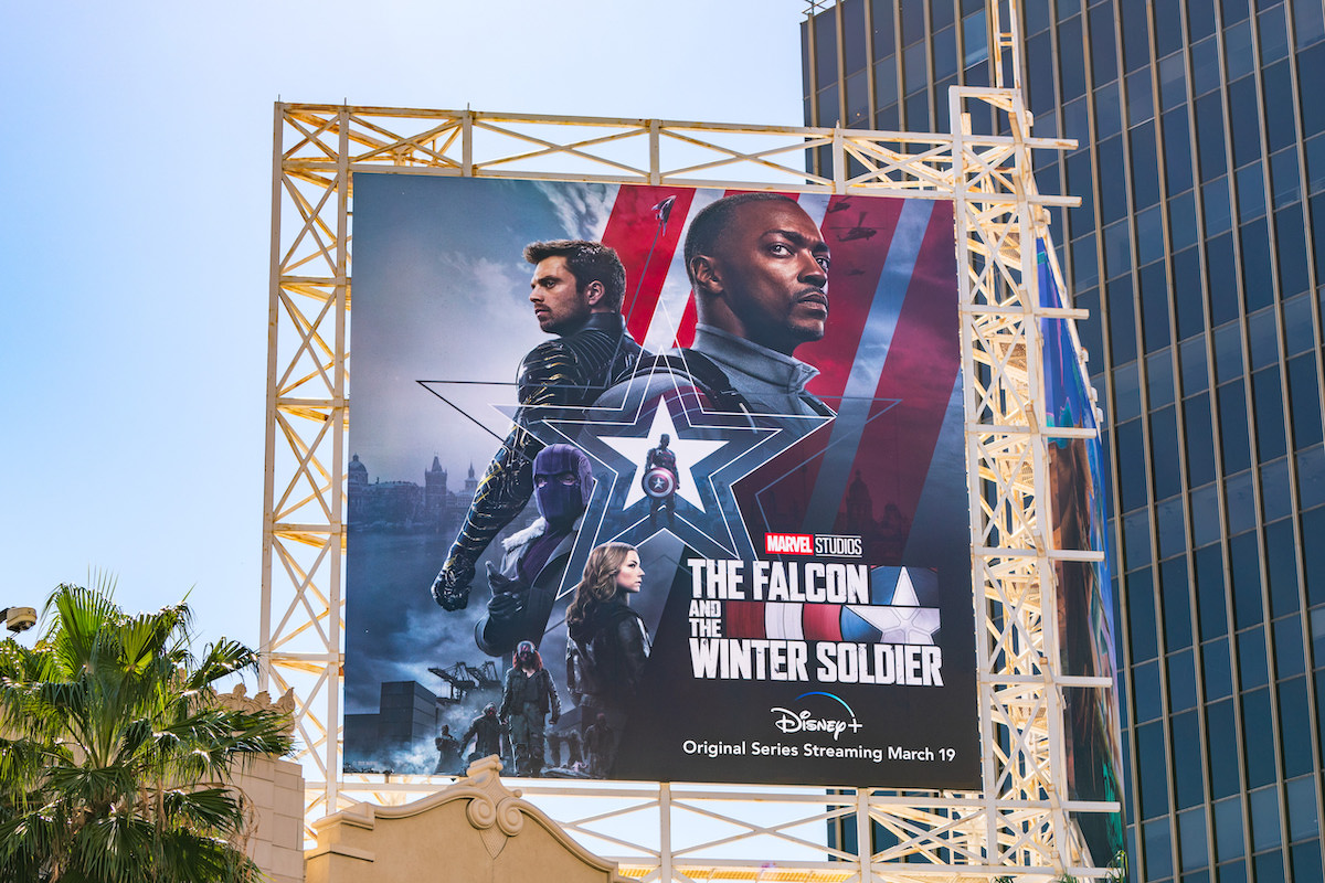 Billboard promoting the Marvel Disney+ series 'The Falcon and the Winter Soldier'