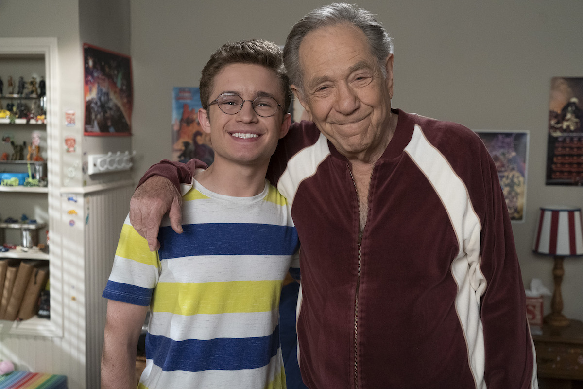 Sean Giambrone and George Segal on the set of The Goldbergs