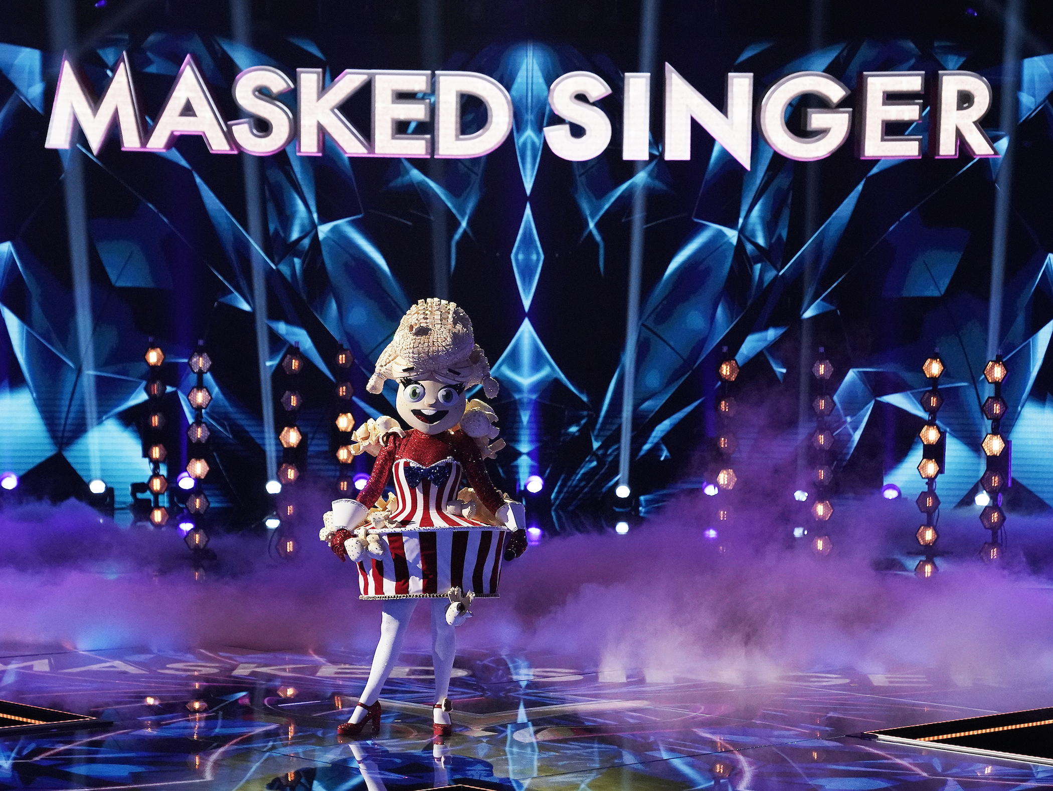 The stage of Fox's 'The Masked Singer' with one of the masked singer contestants in costume ready to perform