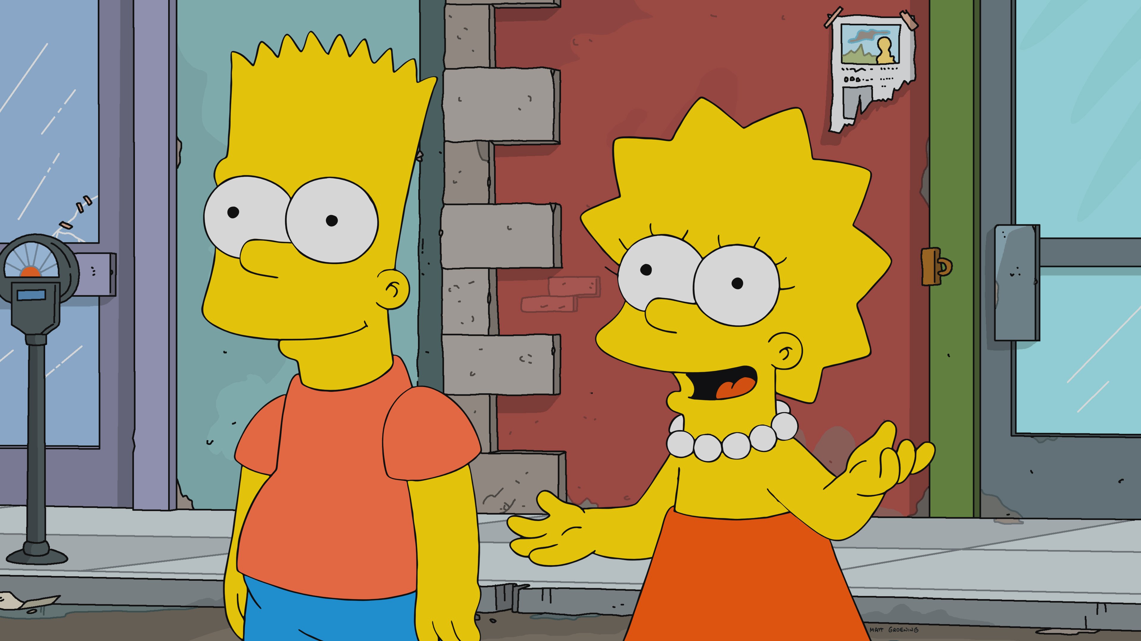 The Simpsons: Bart and Lisa on the street