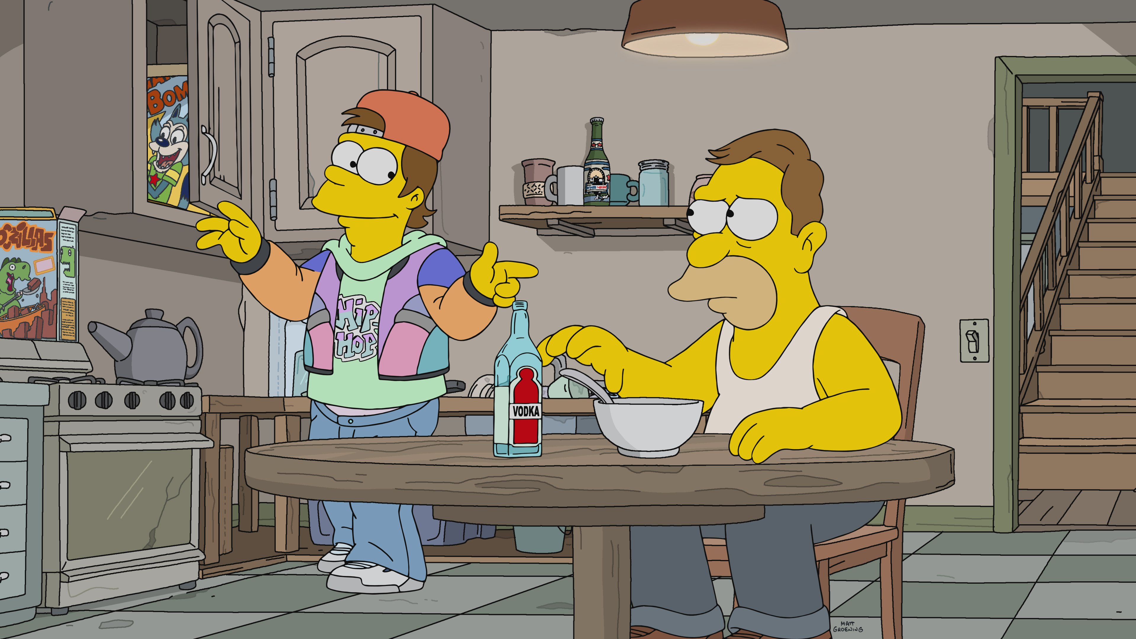 The Simpsons -Homer and Grandpa Simpson stuck in the '90s