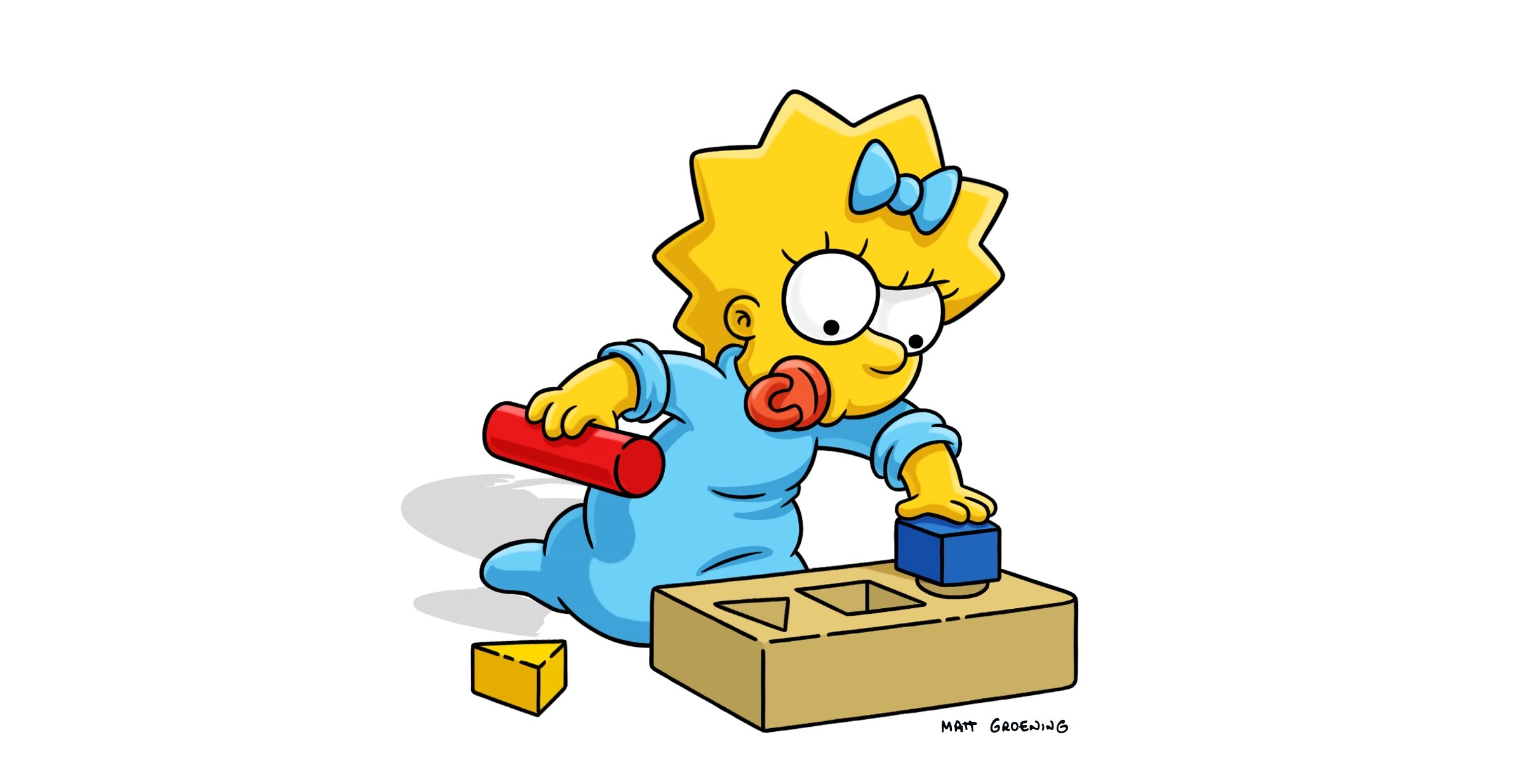 The Simpsons baby Maggie plays with blocks