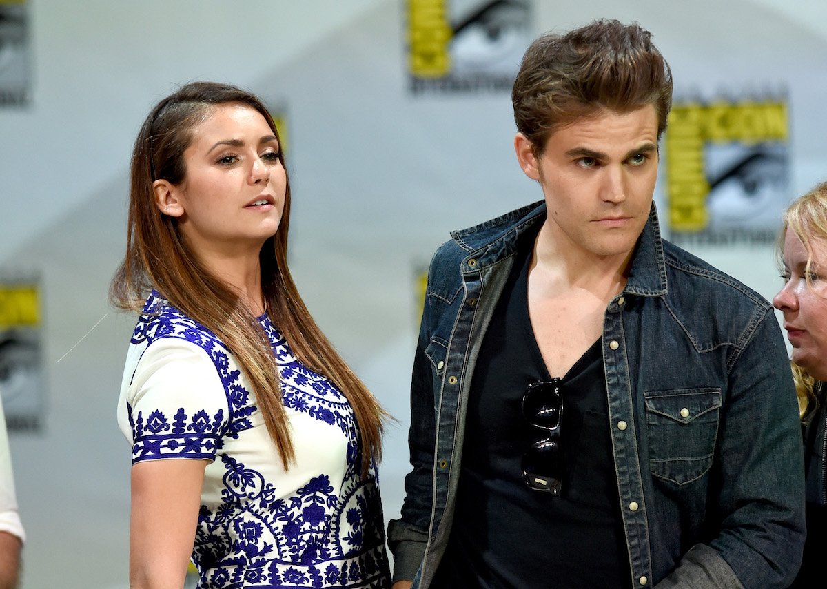 Nina Dobrev and Paul Wesley of 'The Vampire Diaries' post together on stage