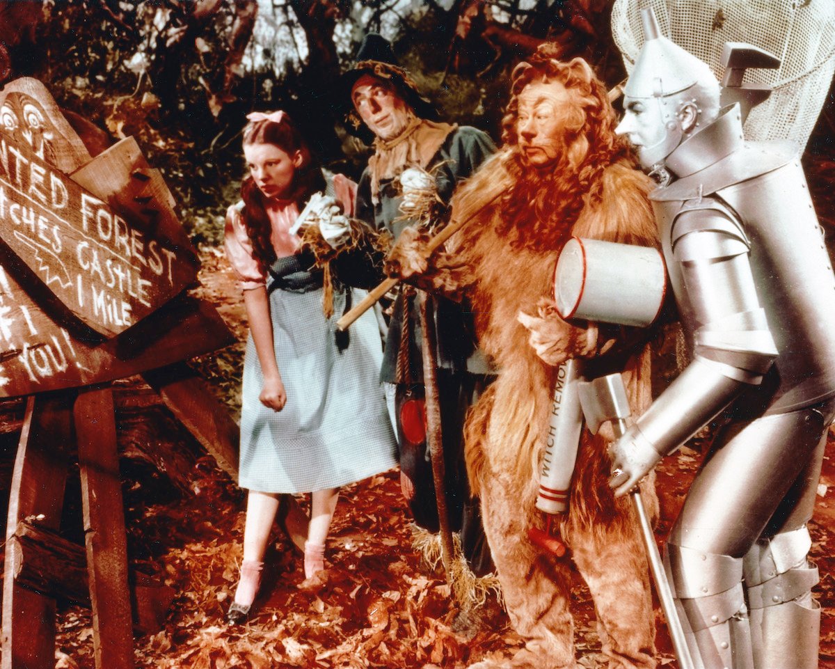 The Wizard of Oz cast pose for a publicity still for the film