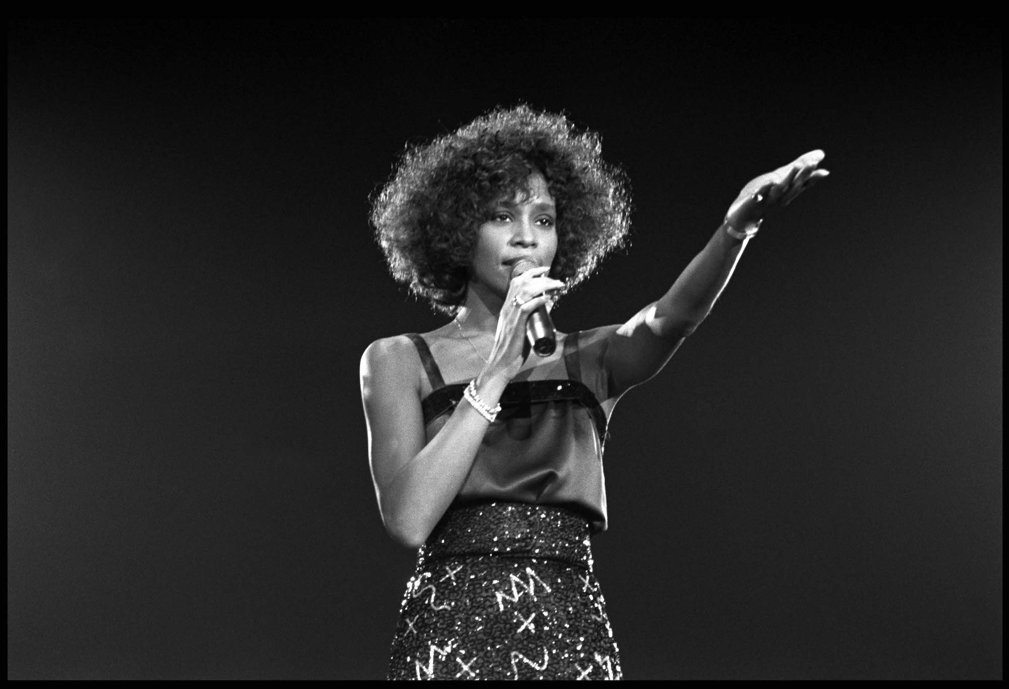 Whitney Houston performing in London in 1988