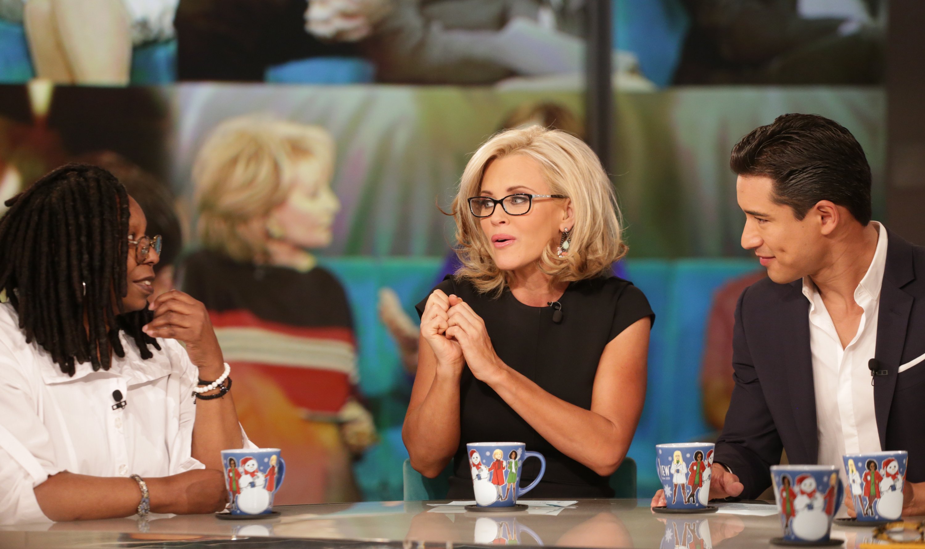 Whoopi Goldberg, Jenny McCarthy, and Mario Lopez on the set of 'The View'