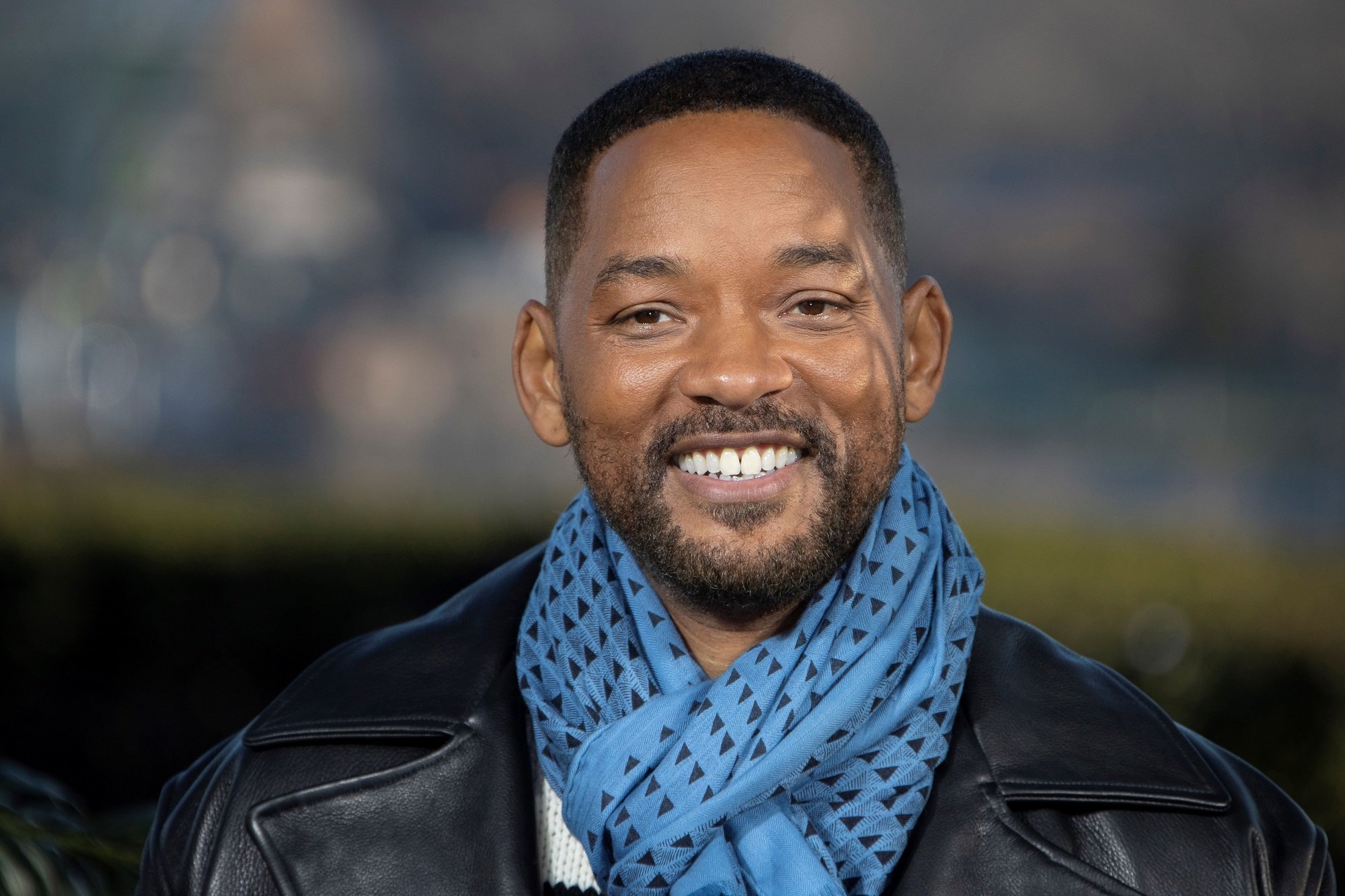 Will Smith wearing a blue scarf