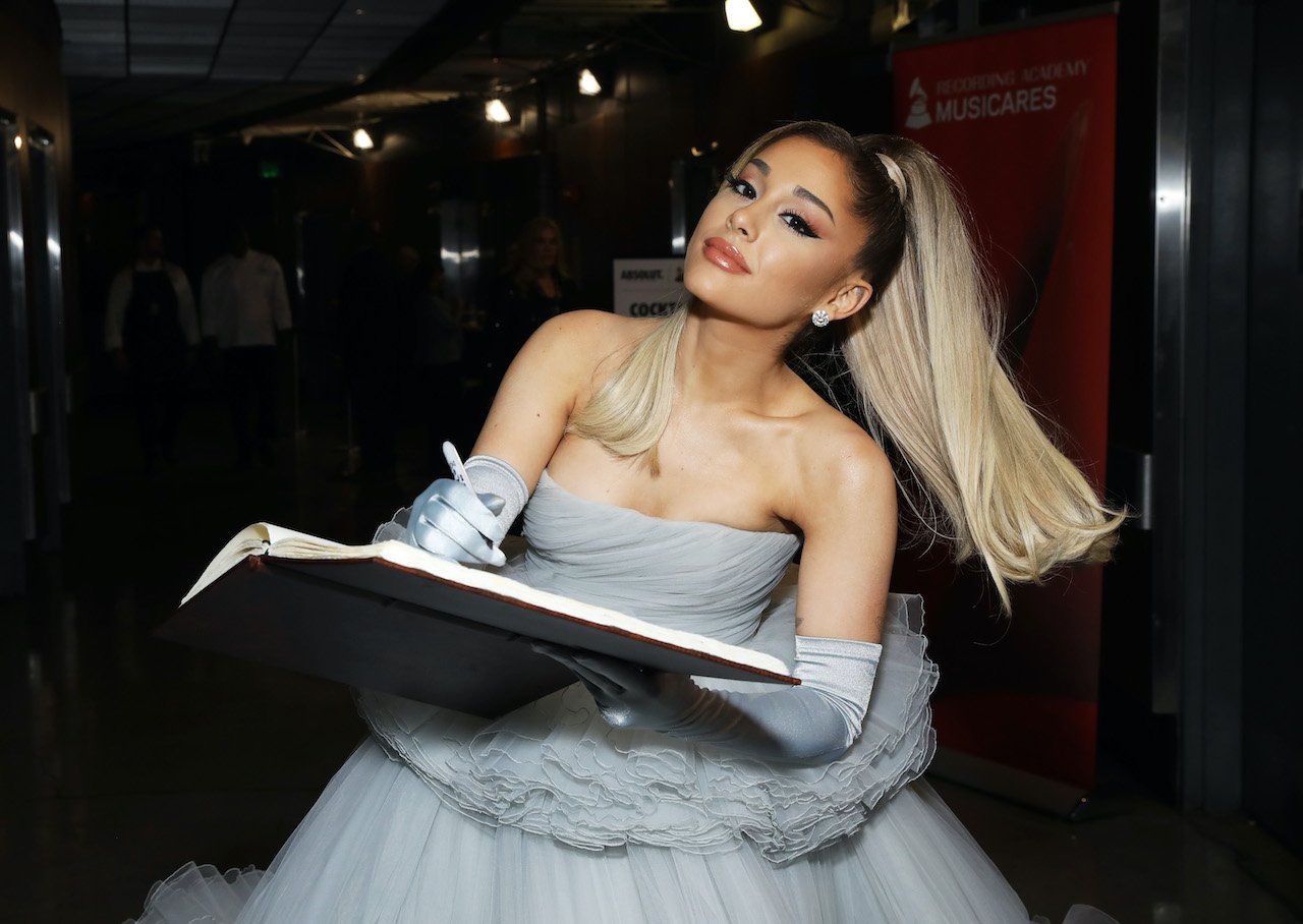 Ariana Grande is seen at the GRAMMY Charities Signings during the 62nd Annual GRAMMY Awards at STAPLES Center