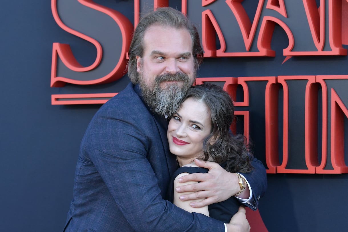 David Harbour and Winona Ryder attend the premiere of Netflix's 'Stranger Things' Season 3
