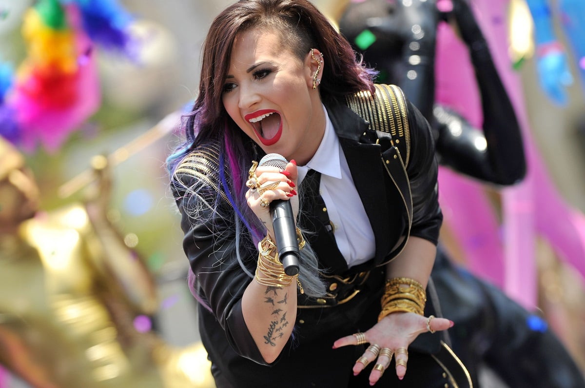 Demi Lovato performs at the LA PRIDE 2014 Parade on June 8, 2014, in West Hollywood, California.