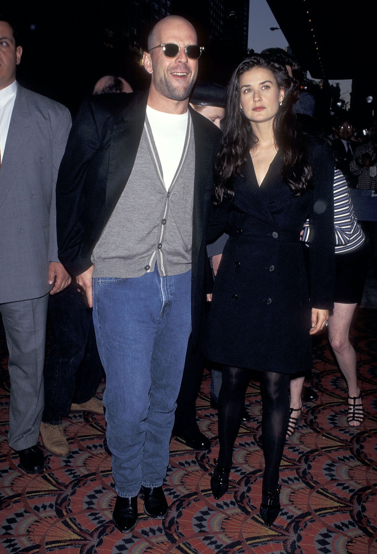 Bruce Willis and actress Demi Moore attend the "Die Hard: With a Vengeance" New York City Premiere on May 15, 1995