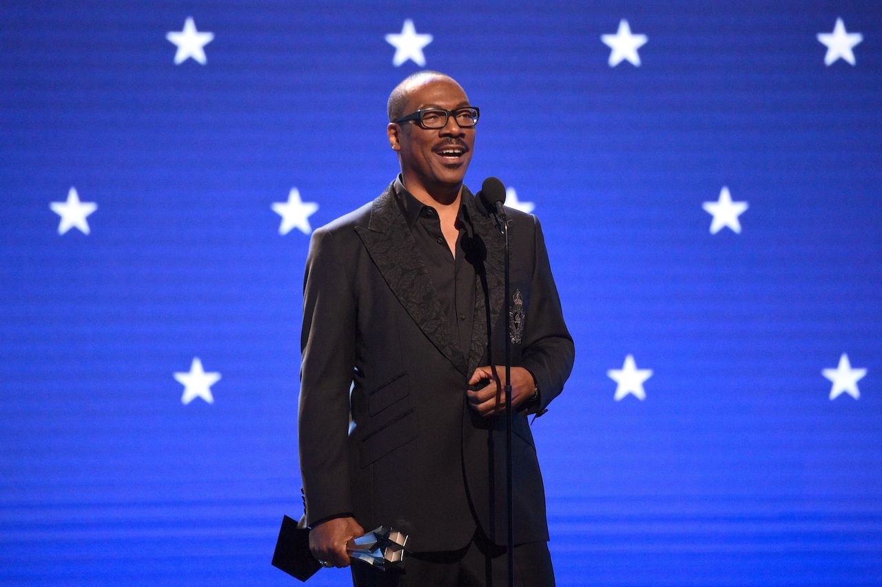 Eddie Murphy accepts the Lifetime Achievement Award onstage at the 25th Annual Critics' Choice Awards at Barker Hangar