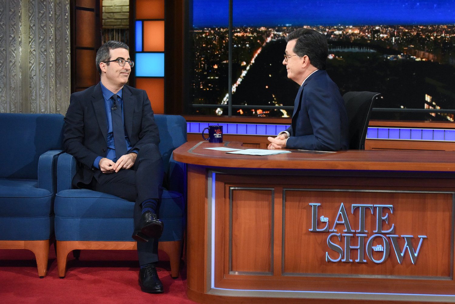 John Oliver on 'The Late Show with Stephen Colbert' in 2018