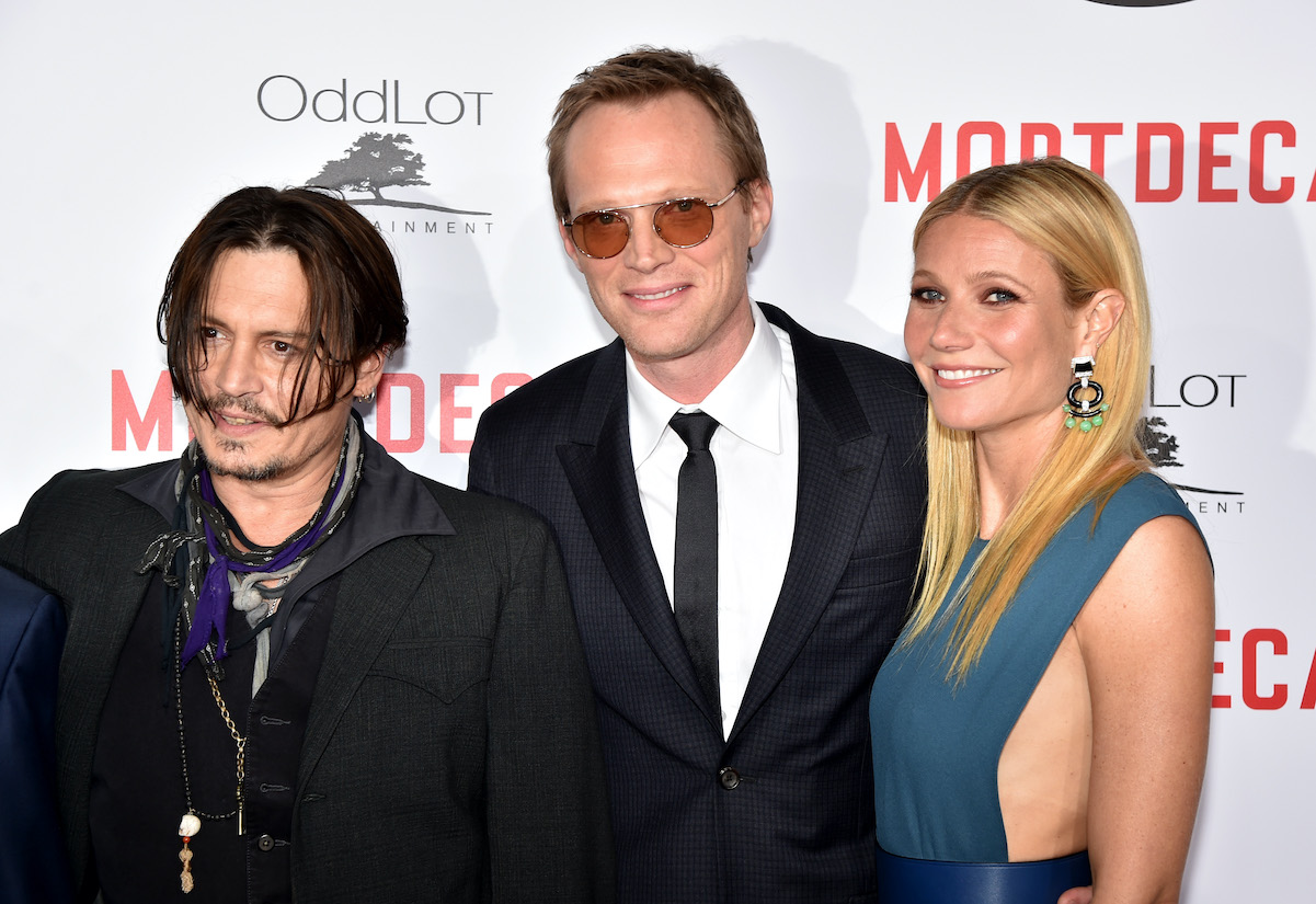 Johnny Depp, Paul Bettany and Gwyneth Paltrow attend the premiere of Lionsgate's "Mortdecai" in 2015