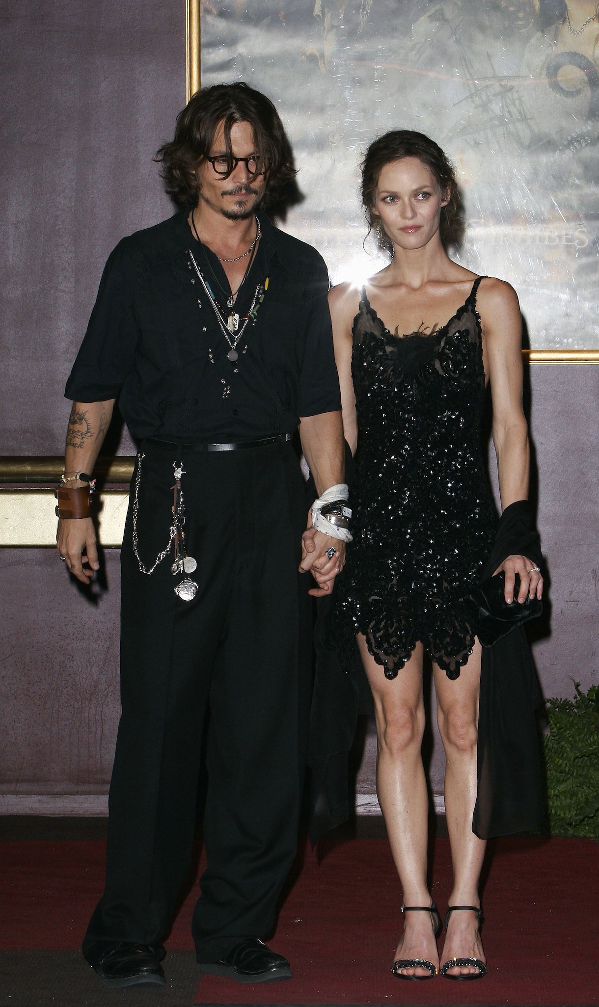 Actor Johnny Depp and partner Vanessa Paradis attend the French premiere of "Pirates of the Caribbean 2: Dead Man's Chest" in 2006