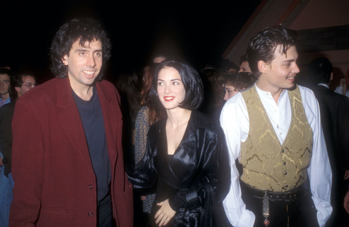 Tim Burton, Winona Ryder and Johnny Depp during 'Edward Scissorhands'