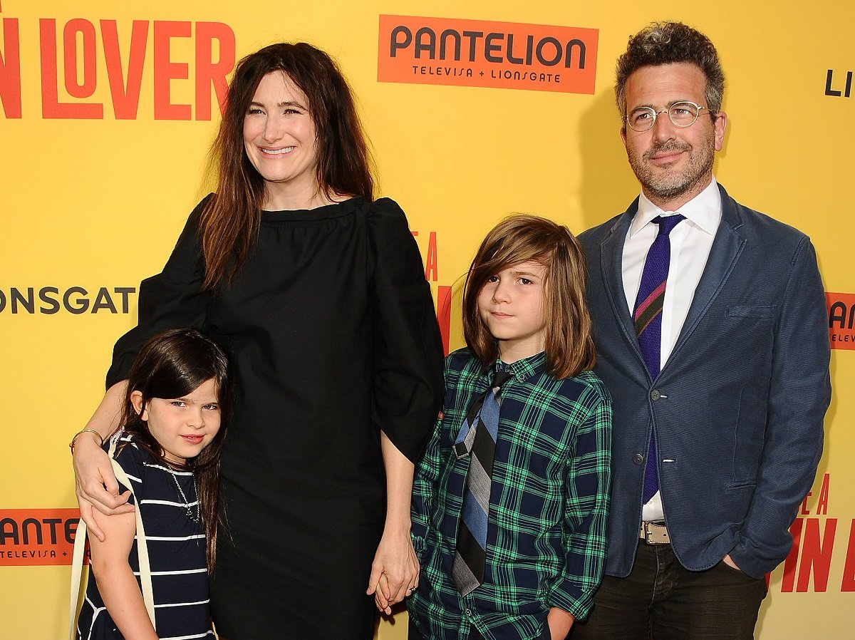 Kathryn Hahn's kids with her and her husband, Ethan Sandler, in 2017.