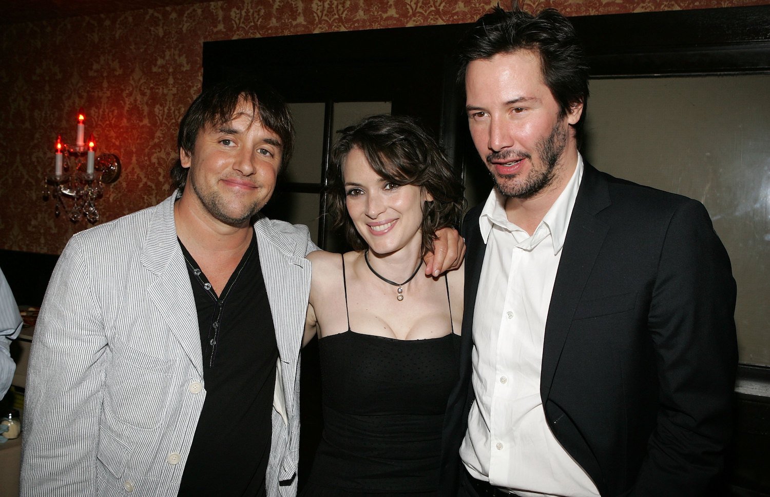 Richard Linklater, Winona Ryder, and Keanu Reeves at the Los Angeles premiere after party of A Scanner Darkly