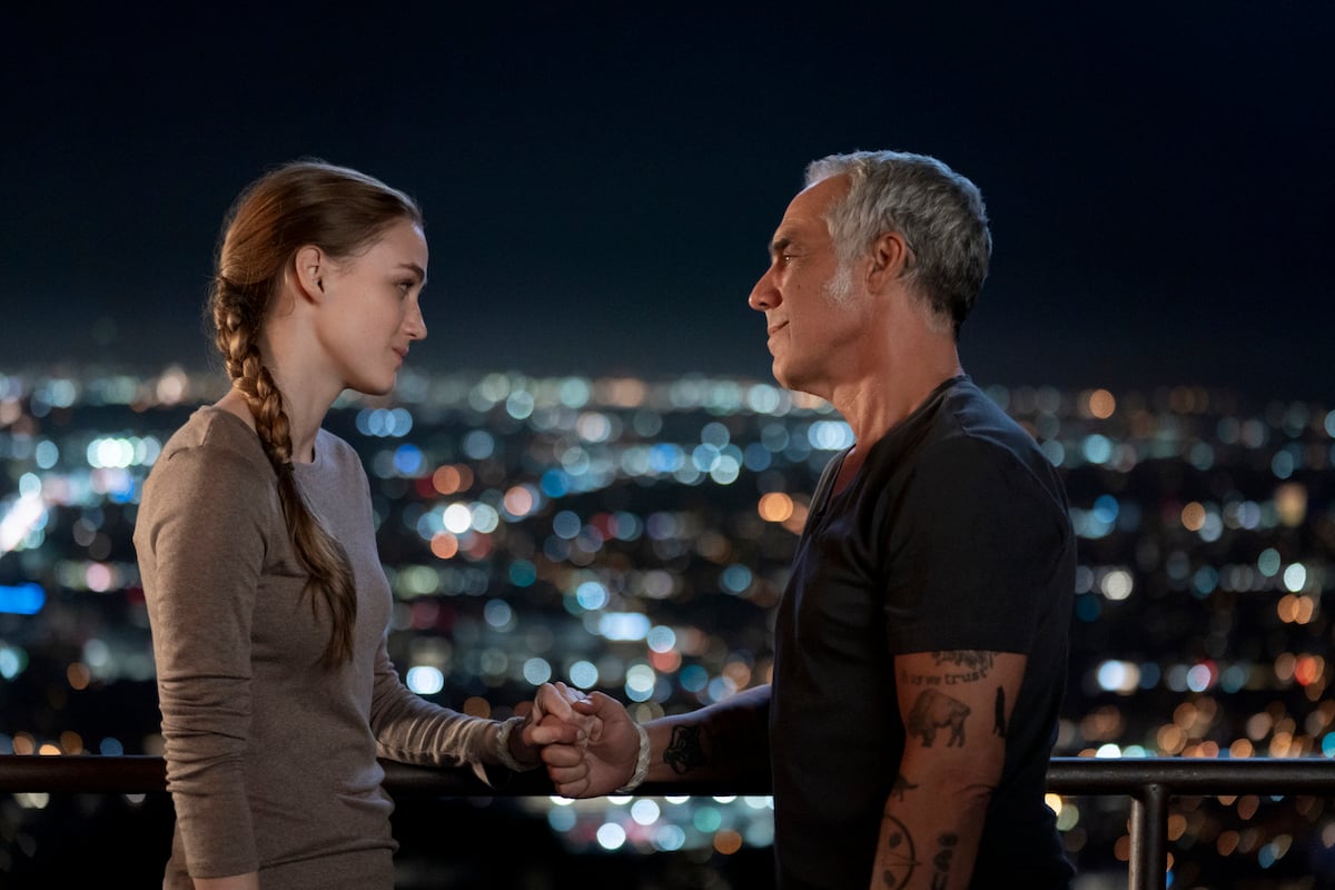 Madison Lintz and Titus Welliver looking at each other in an episode of Bosch