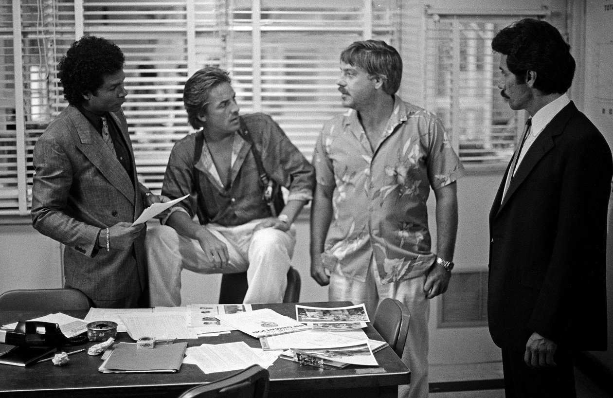 Bruce McGill acts in a scene with 'Miami Vice' stars in 'Out Where the Buses Don't Run'