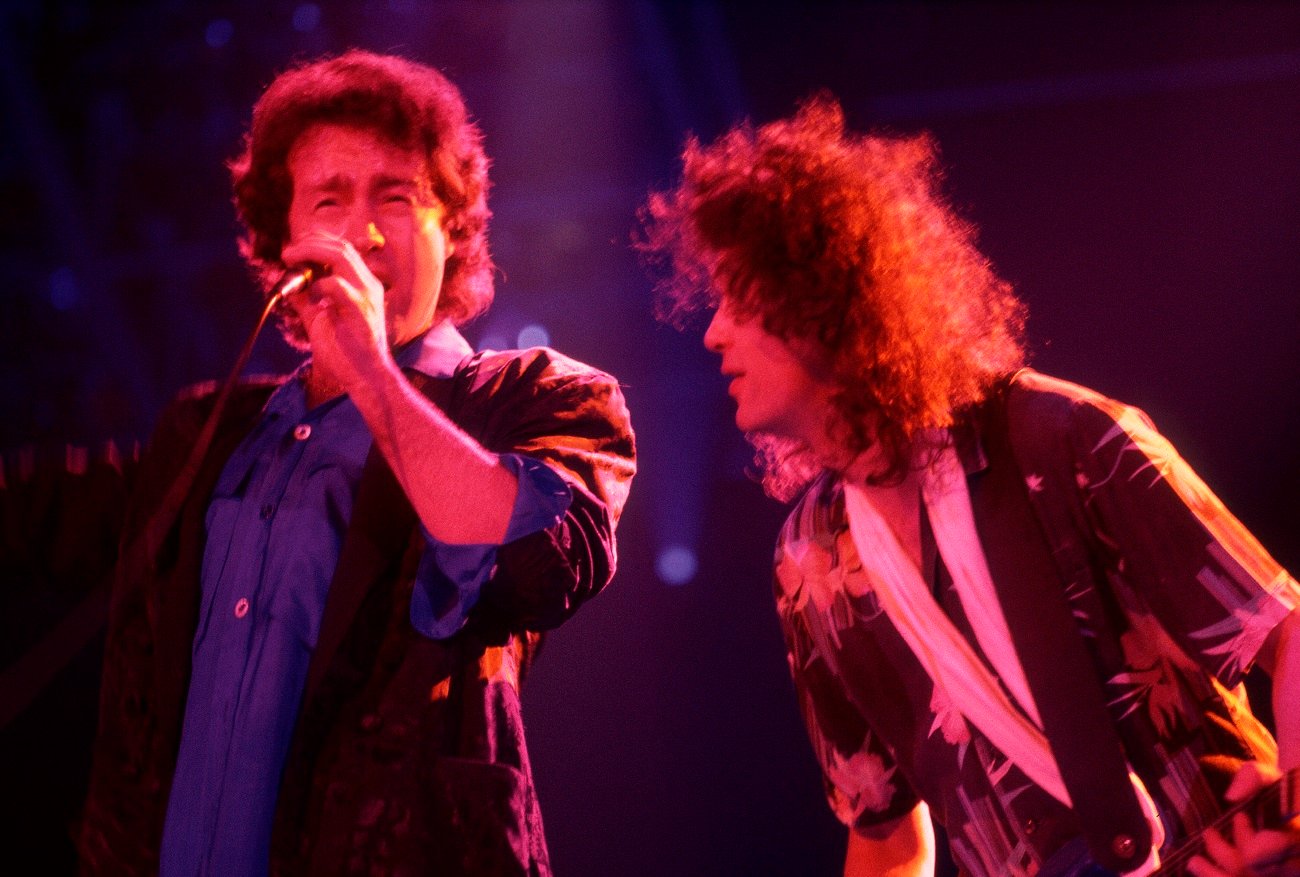 Paul Rodgers and Jimmy Page perform at a show by The Firm