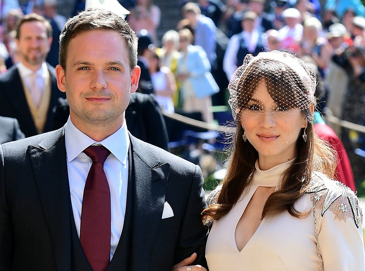 Patrick J. Adams and wife Troian Bellisario at the 2018 royal wedding