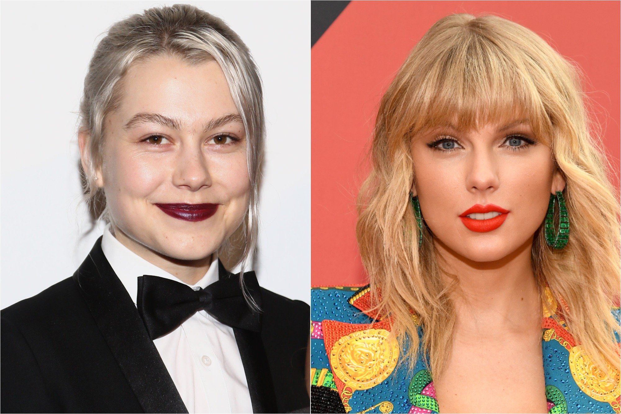 (L) Phoebe Bridgers at the 2019 GQ Men Of The Year on Dec. 05, 2019 / (R) Taylor Swift at the 2019 MTV Video Music Awards on Aug. 26, 2019