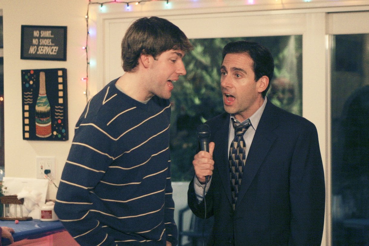 John Krasinski as Jim Halpert and Steve Carell as Michael Scott