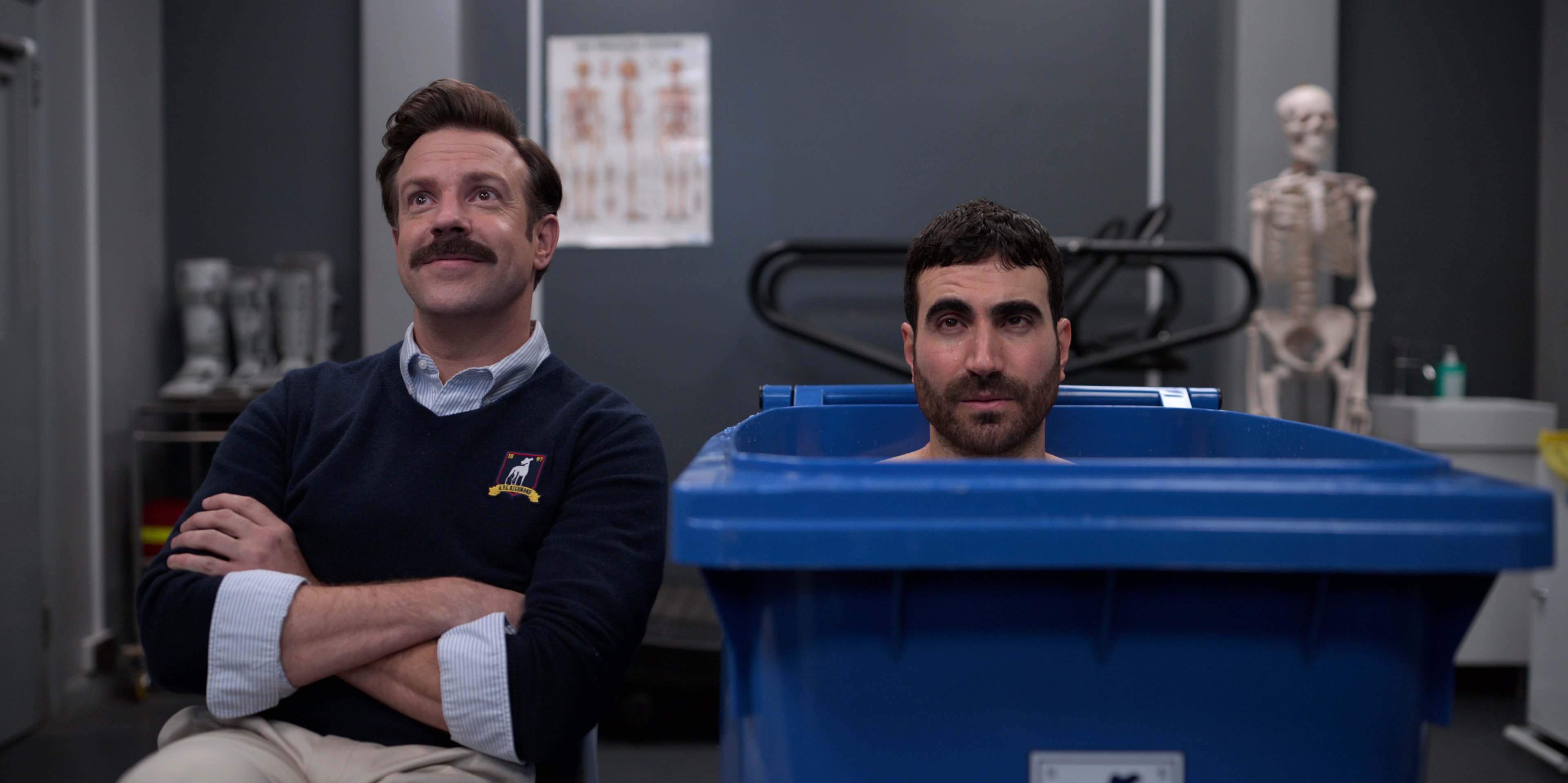 Jason Sudeikis and Brett Goldstein in Apple's 'Ted Lasso.'