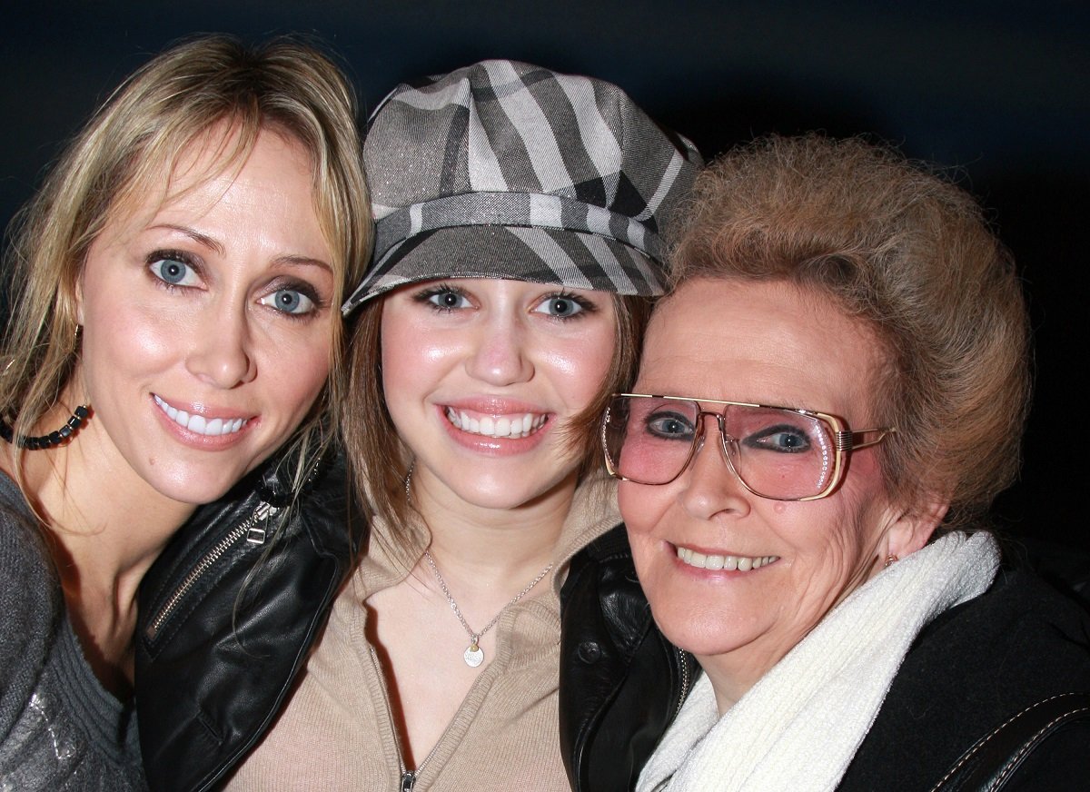 (L-R) Tish Cyrus, Miley Cyrus, and Loretta 'Mammie' Finley on December 23, 2007, in New York City.