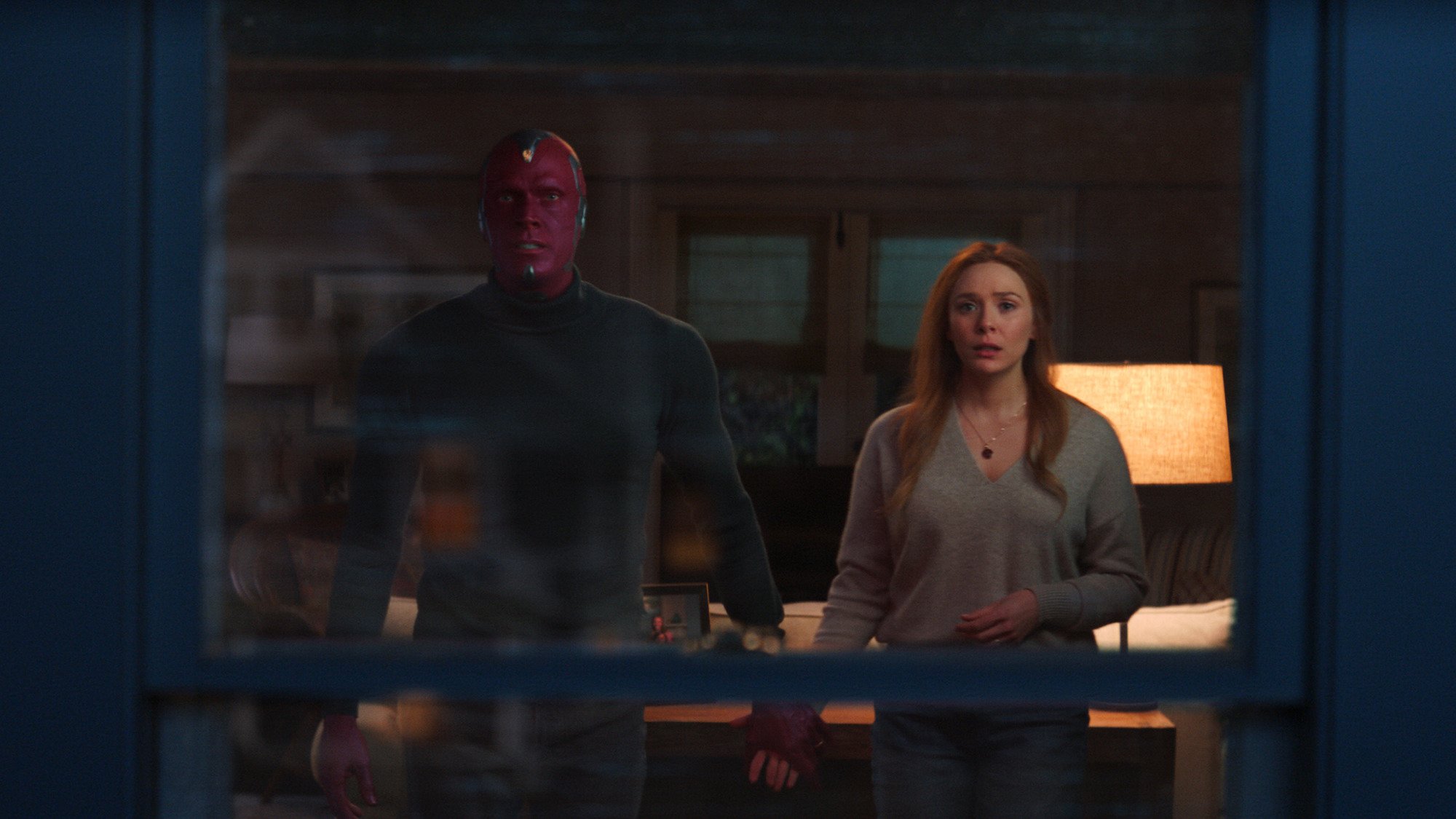 Vision (Paul Bettany) and Wanda Maximoff (Elizabeth Olsen) in the finale of 'WandaVision'