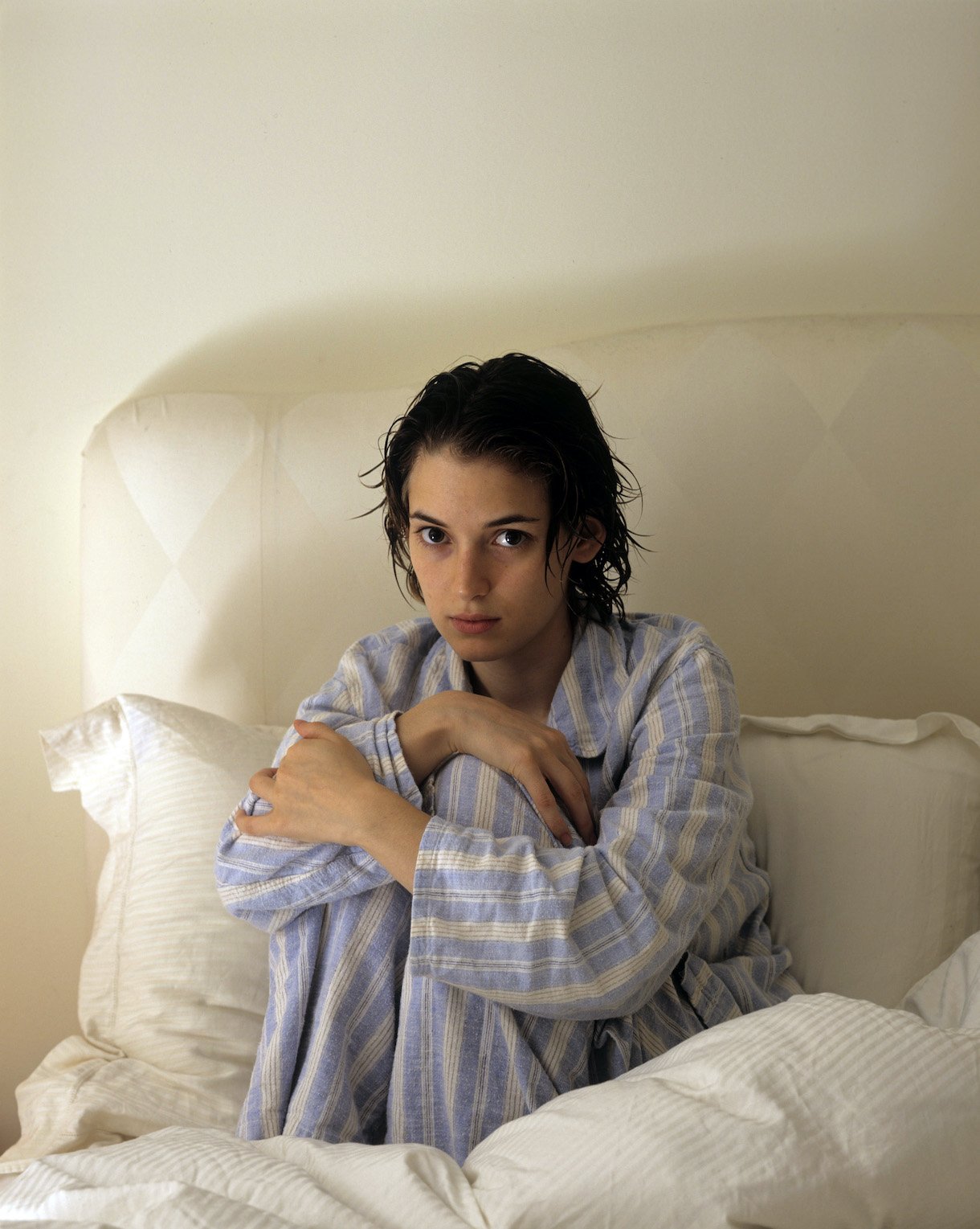Winona Ryder in her 20s, wearing pajamas