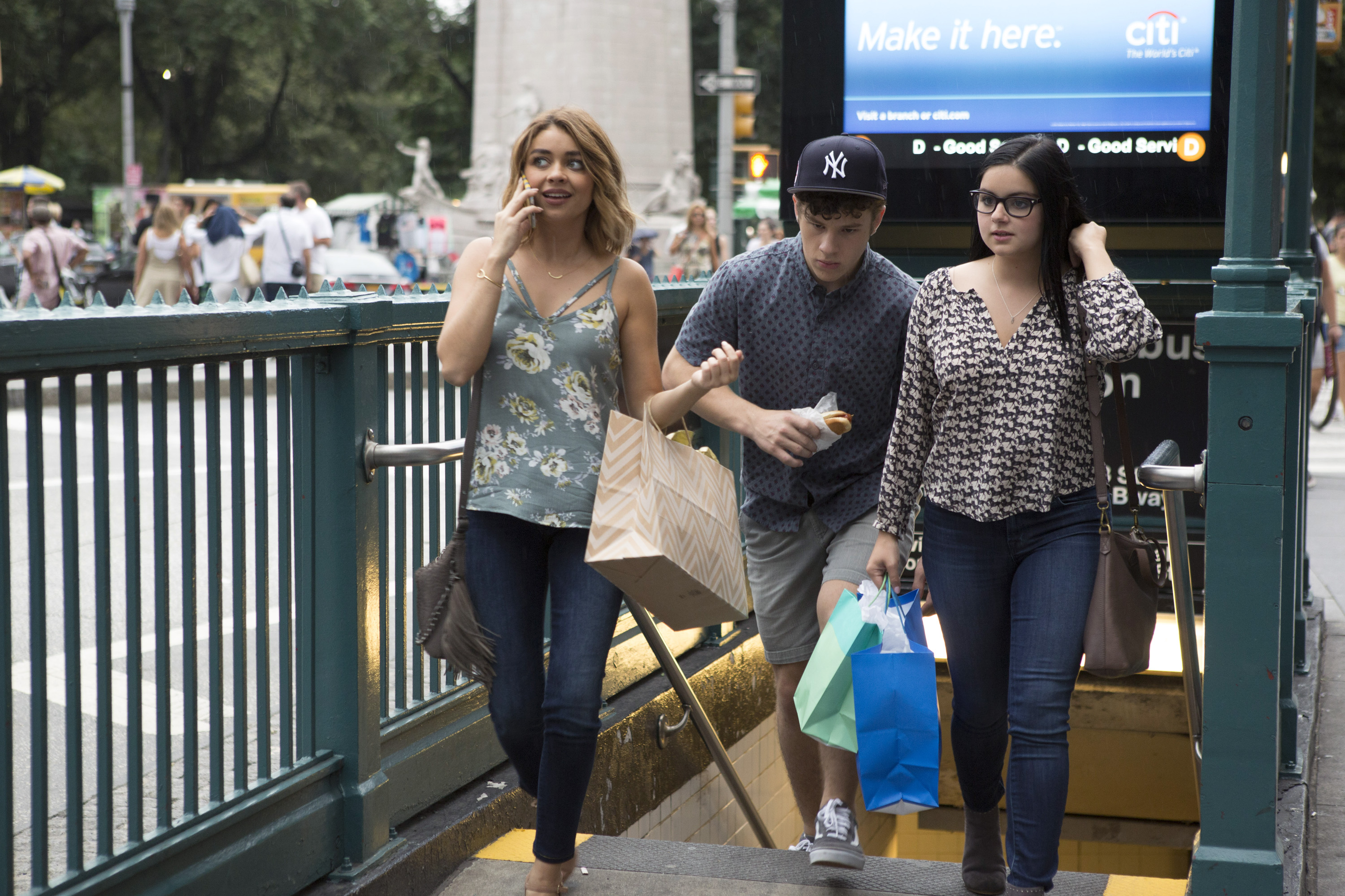 Characters Haley, Luke, and Alex Dunphy in 'Modern Family' episode titled 'A Tale of Three Cities'