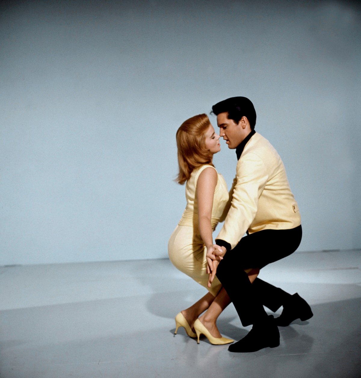 Ann-Margret and American singer, actor and icon Elvis Presley promoting the movie Viva Las Vegas, directed and produced by George Sidney. They are dancing in a promotional still.