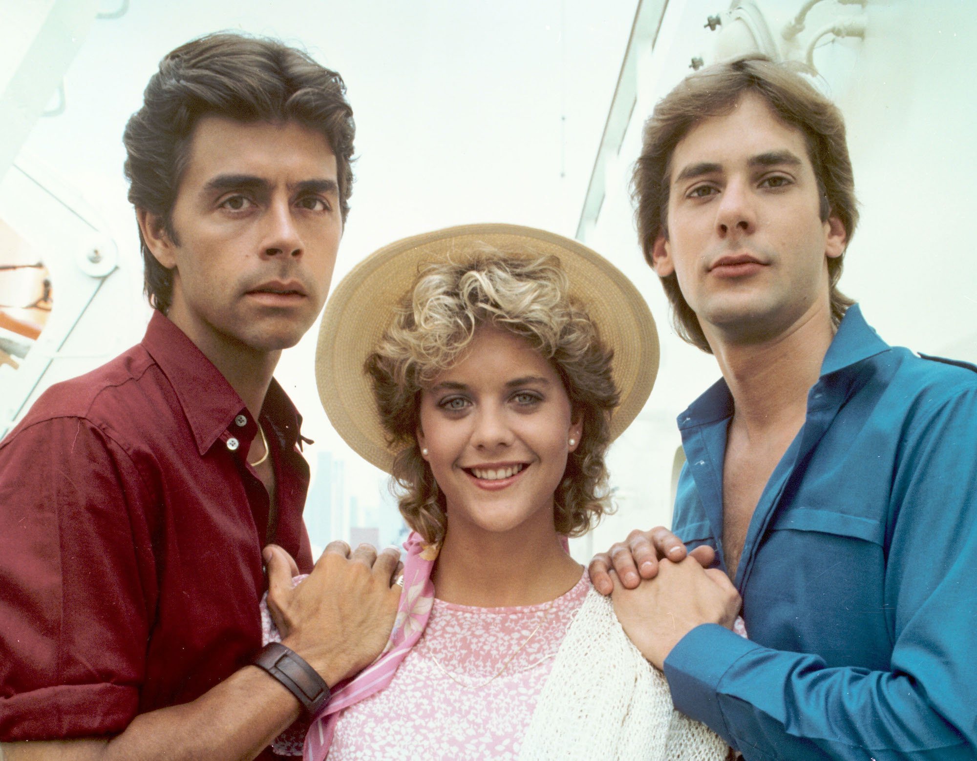 (L-R) Frank Runyeon, Meg Ryan, and Scott Bryce looking at the camera