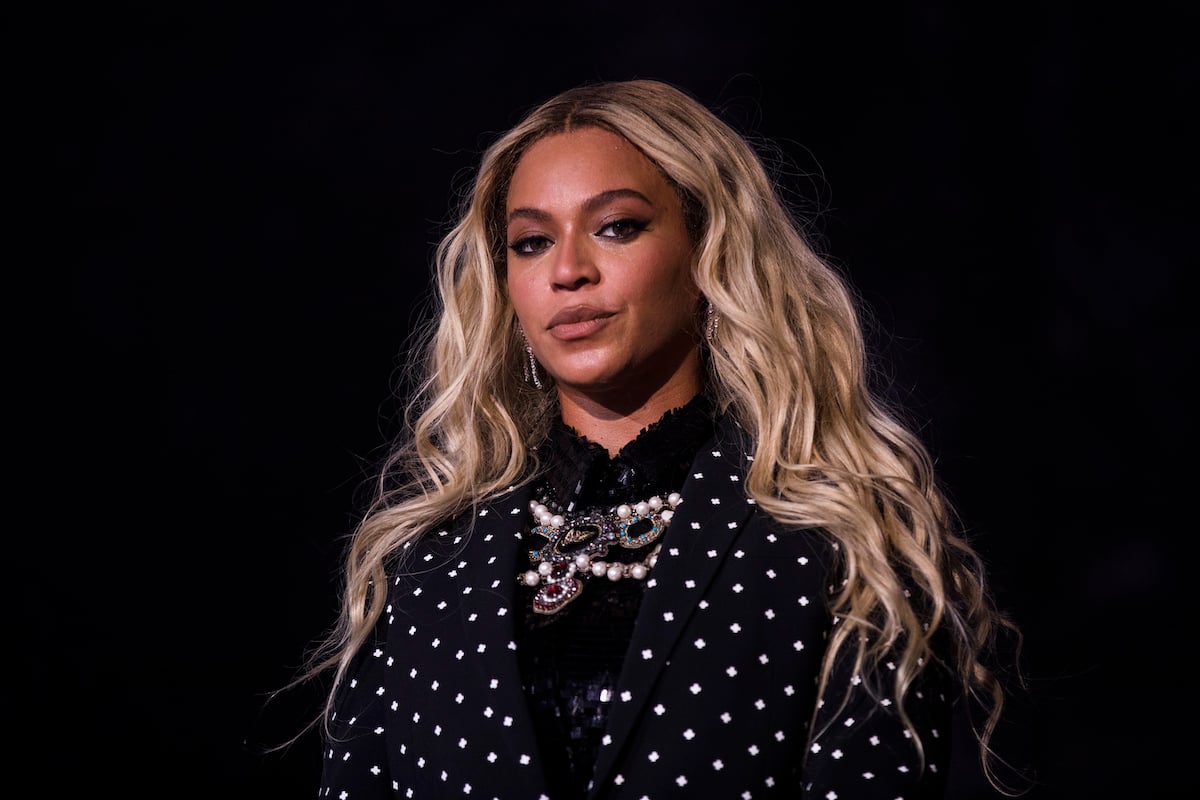 Beyonce performs on stage wearing all Black
