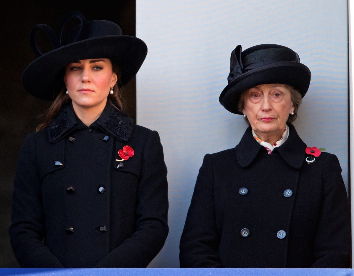 Catherine, Duchess of Cambridge and Lady Susan Hussey (Lady in Waiting to Queen Elizabeth II at the Remembrance Sunday Service