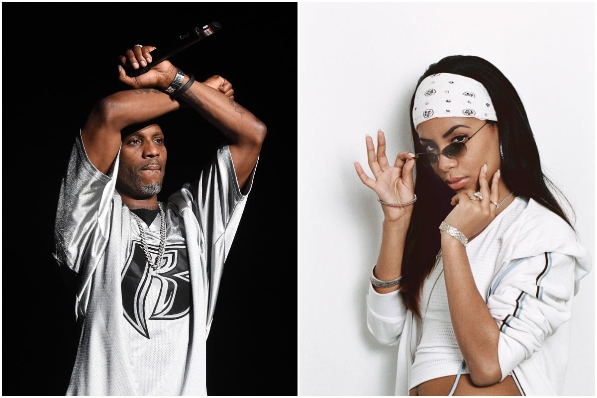 A side-by-side photo of rapper DMX and singer Aaliyah